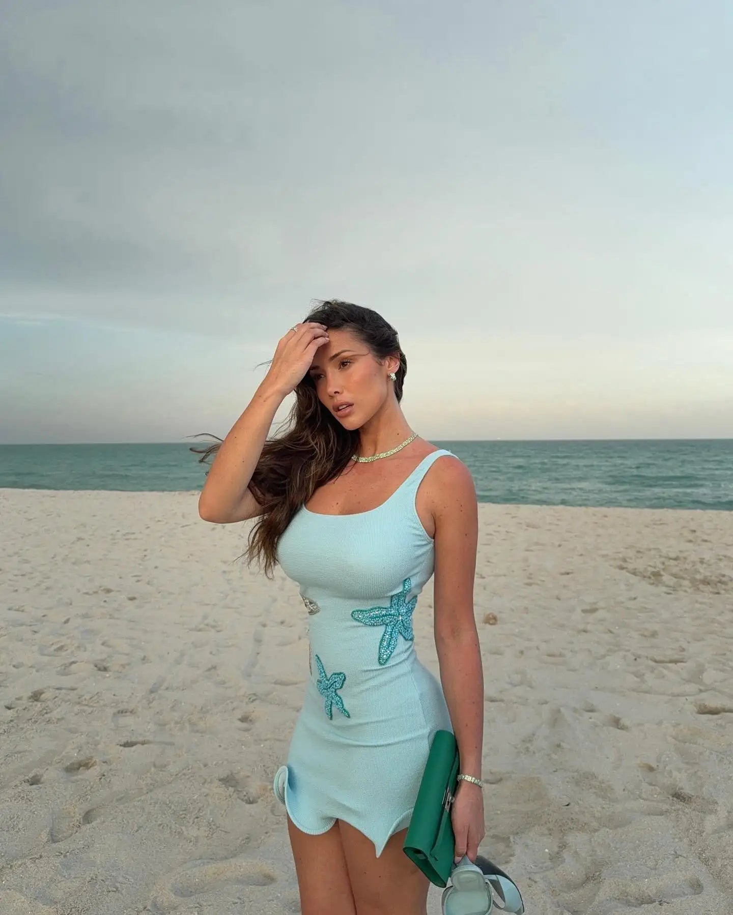 Elegant Sleevelss Shinny Sling Vestdios Fashion Women Sequare Neck Star Printed Slim Mini Dress 2025 Chic Beach Holiday Robes