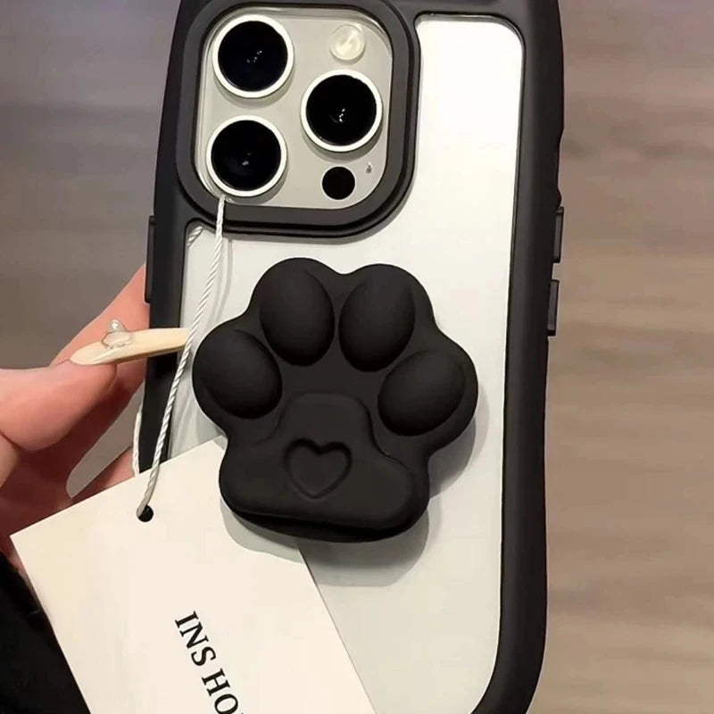 INS Cute 3D Cat Ear Claw Grip Tok Holder Phone Case for iPhone 15 14 13 12 11 Pro Max Plus XR Acrylic Transparent Cover