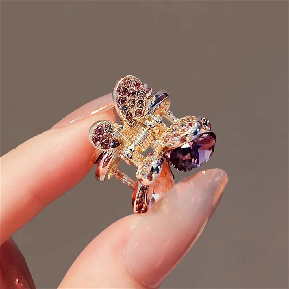 New Alloy Rhinestone Butterfly Bangs Hairpin Ponytail Hair Clip Elegant Hair Crab Delicate Hair Accessories
