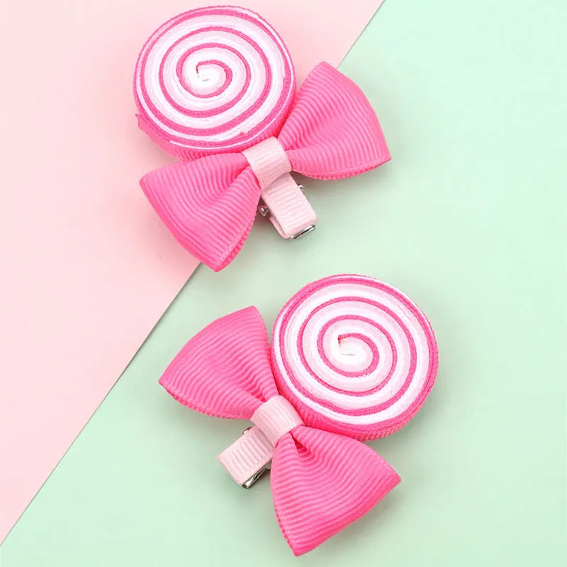 Nouvelles pinces à cheveux en forme de sucette, barrettes arc-en-ciel en forme de bonbon, épingles à cheveux pour bébés filles, couvre-chefs faits à la main, accessoires pour cheveux