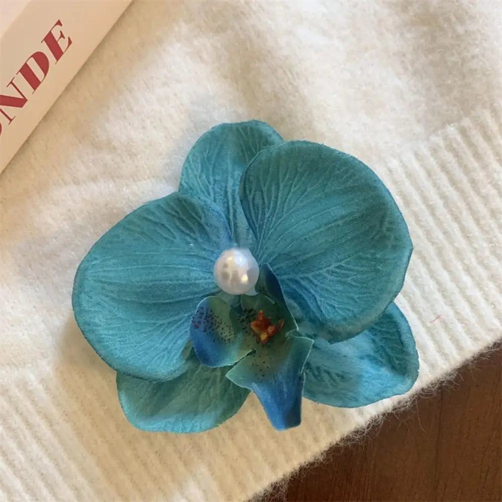 Pince à cheveux en forme de fleur d'orchidée rose, ornement pour cheveux, accessoires pour cheveux, barrettes bohèmes, barrettes latérales, coiffe, épingle à cheveux en forme d'orchidée