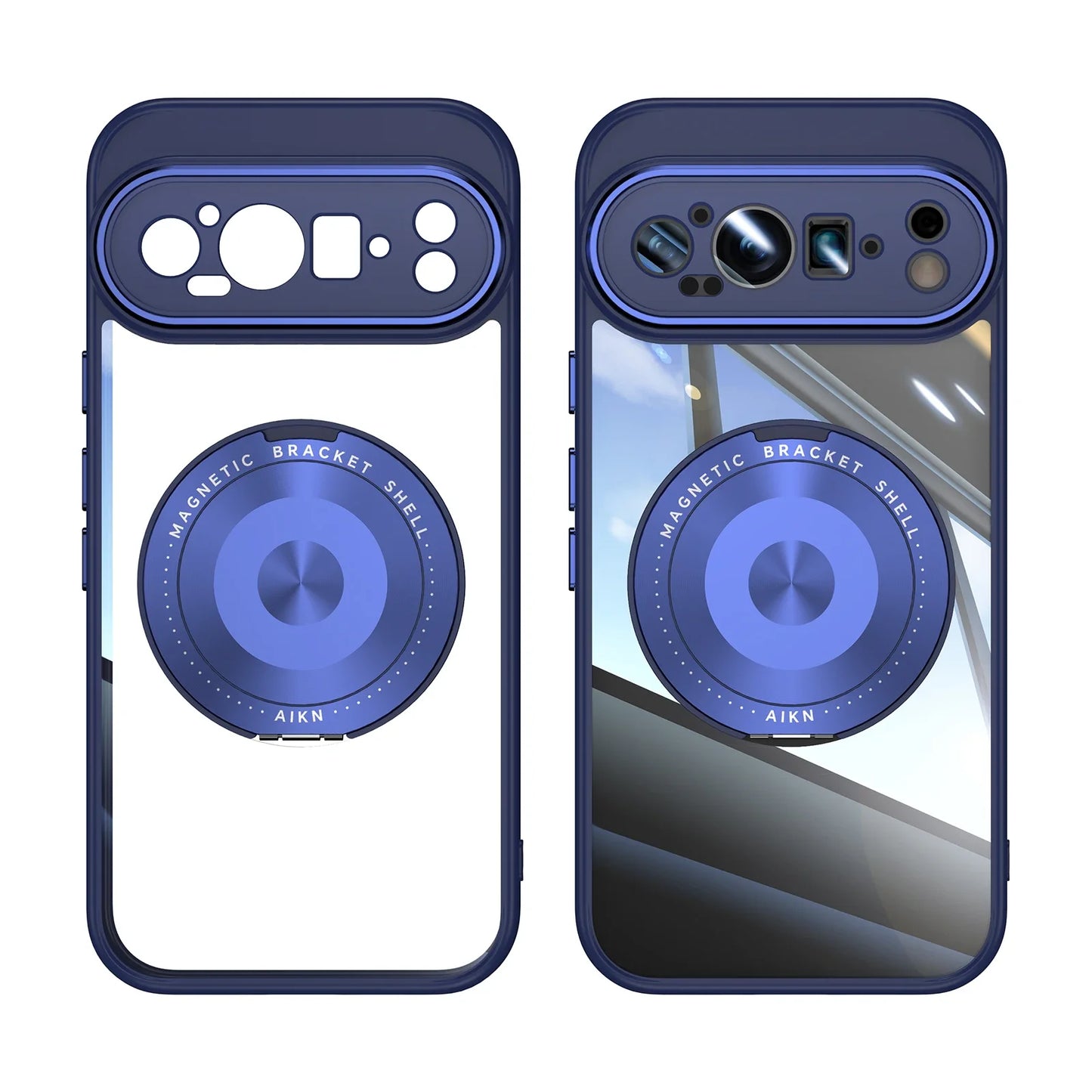 Transparent Acrylic Phone Case for Google Pixel 9 Pro XL 8 A Pro with Magnetic Bracket TPU Shockproof Camera Protection Cover