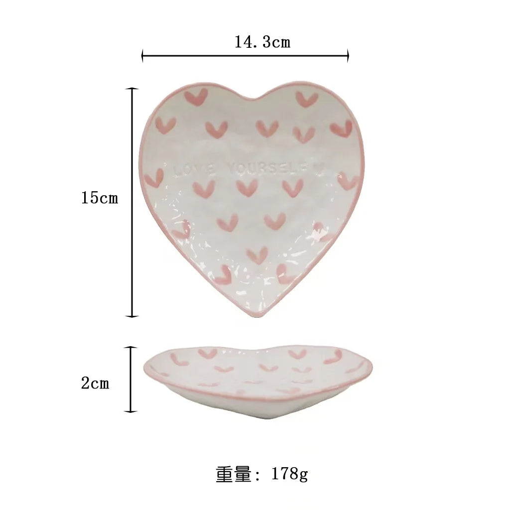 Tasse fantaisie peinte à la main de 250 ml avec poignée en forme de cœur, idéale pour l'eau et le lait, jolie tasse à café en céramique rose faite à la main