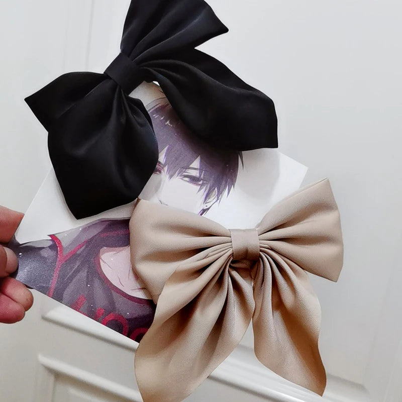 Solid Color Satin Bowknot Hair Clips For Girls Sweet Bow Women Hairpins Butterfly Barrettes Duckbill Clip Kids Hair Accessories