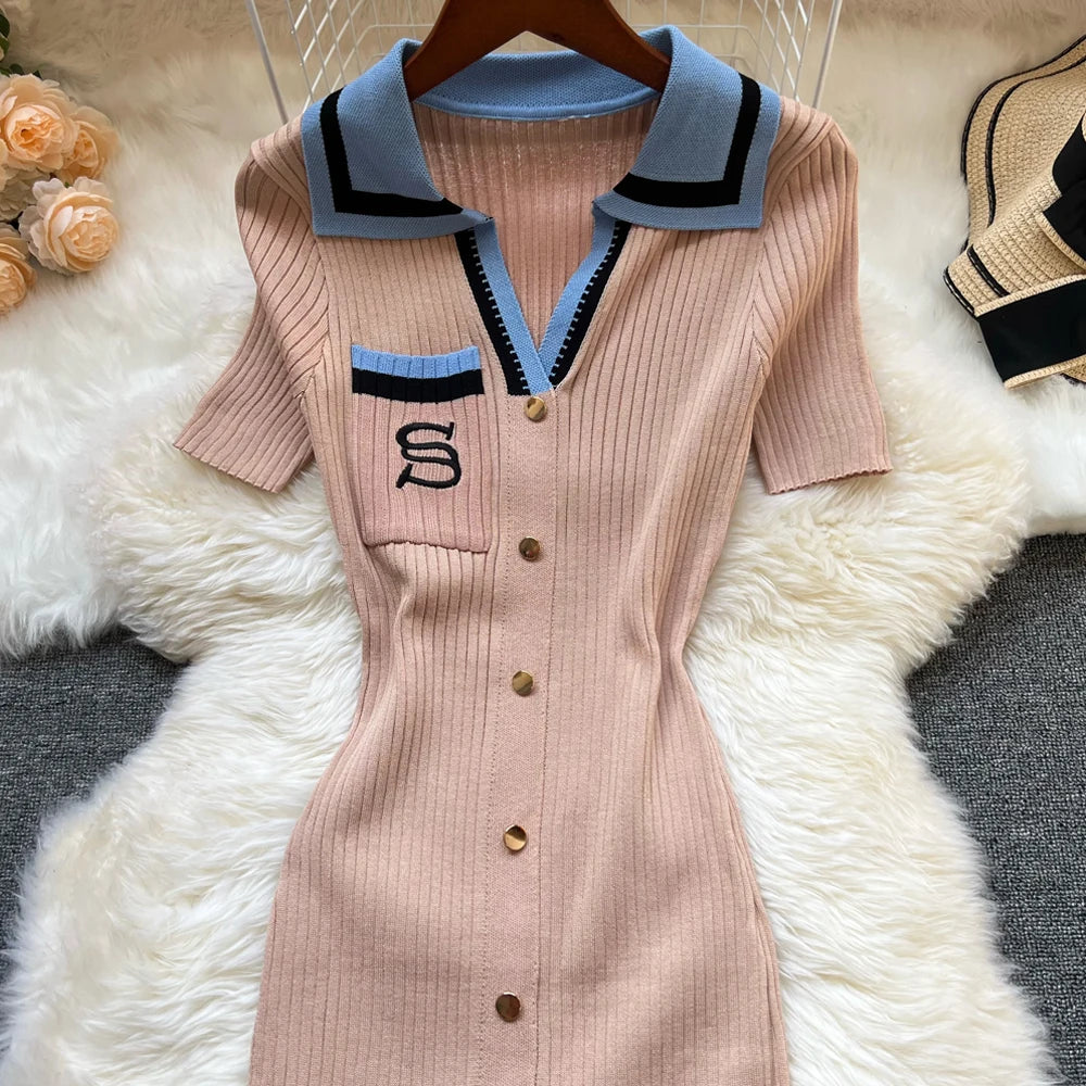 YuooMuoo – Robe d'été en tricot pour femme, nouvelle collection Y2K, longue robe moulante brodée, style streetwear, collection 2025