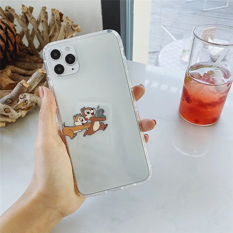 Lovely Chip 'n' Dale Grab an apple Phone Case For iPhone 16 15 14 13 12 11 Pro Max XR XS Max 78 Plus MiNi Y2K Cute Kawaii Cover