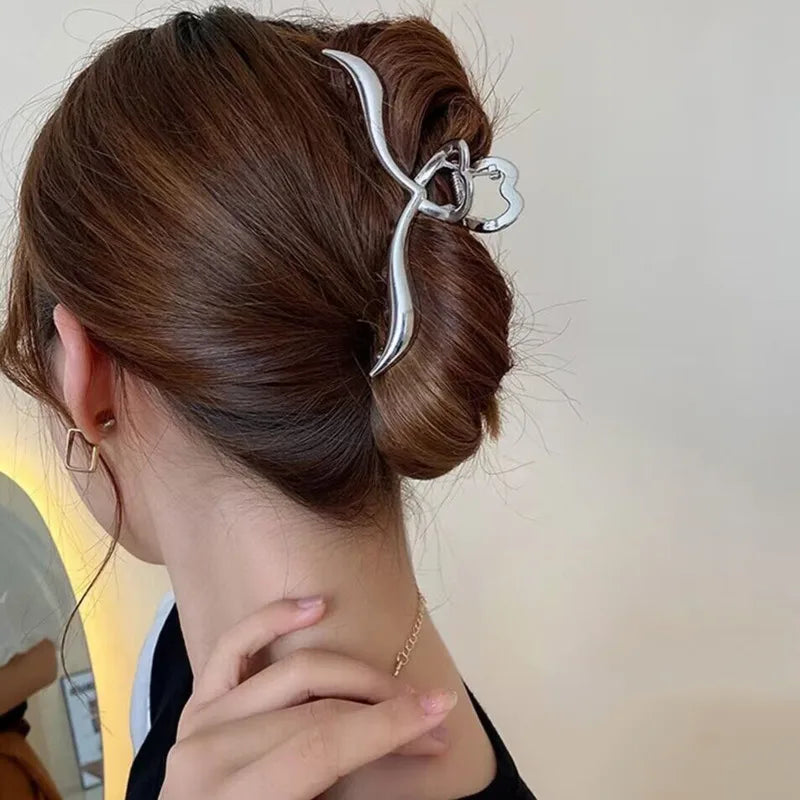 New Women Elegant Geometric Bow Hair Claws Vintage Simple Hair Clip Grab Large Metal Hairpins Barrettes Fashion Hair Accessories