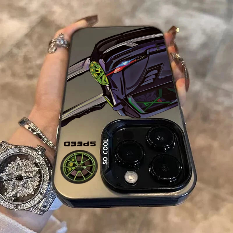 Fashionable Car Print Electroplate IMD Phone Case For Redmi 12 13C For Xiaomi Redmi Note 13 12 11 10 Pro Plus 12S 11S Hard Cover