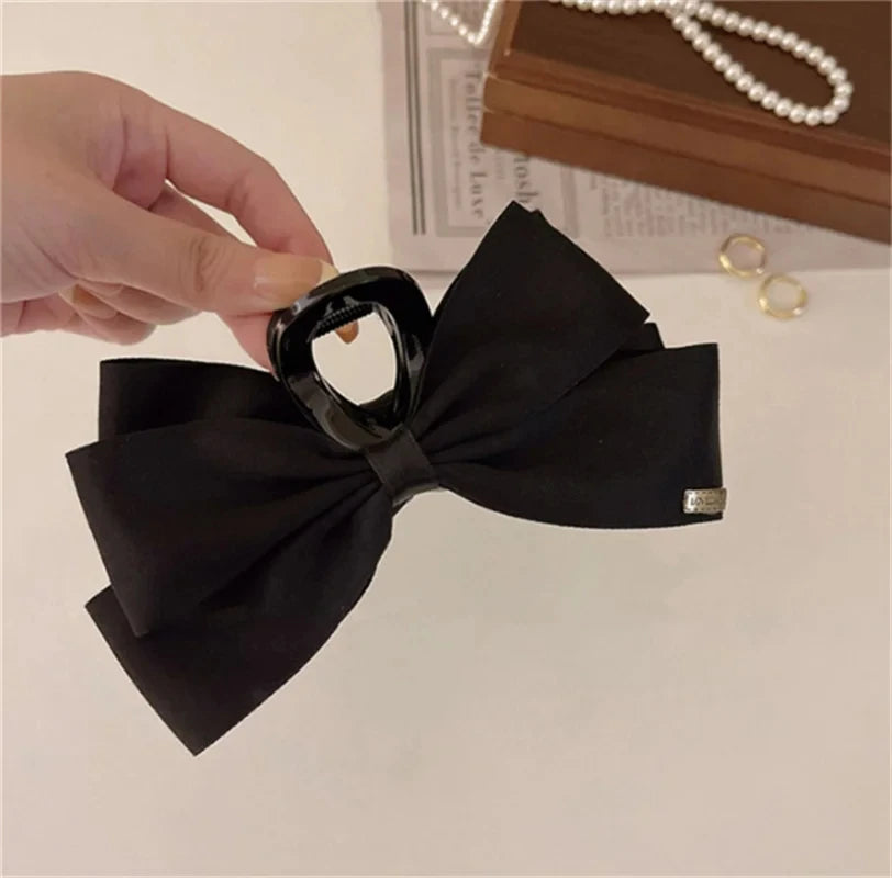New Large Black Fabric Bow Grab Hair Clips Women's New Korean Style Hairpin Fashion Shark Cawl Clips Girls Hair Accessories