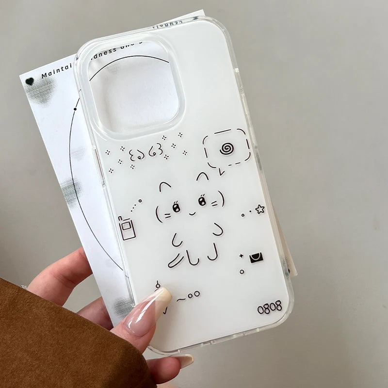 Korean Cute Line Rabbit Cat Cases suitable for iPhone 16 promax mobile phone case 15 Plus 14 iPhone xsmax mobile phone case