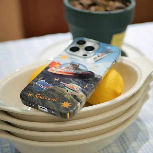 Ins Space Cat Blue Sky Magnetic Case for IPHONE 16 15PRO MAX 14 13 PRO 13 PRO MAX 15 15PLUS 12 Acrylic Hard Mobile Phone Cases