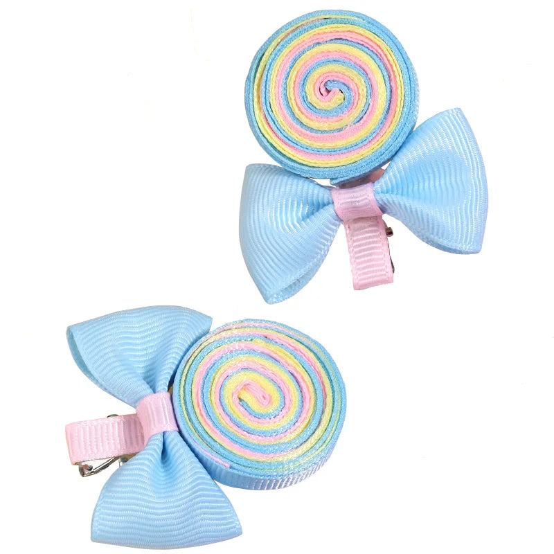 Nouvelles pinces à cheveux en forme de sucette, barrettes arc-en-ciel en forme de bonbon, épingles à cheveux pour bébés filles, couvre-chefs faits à la main, accessoires pour cheveux
