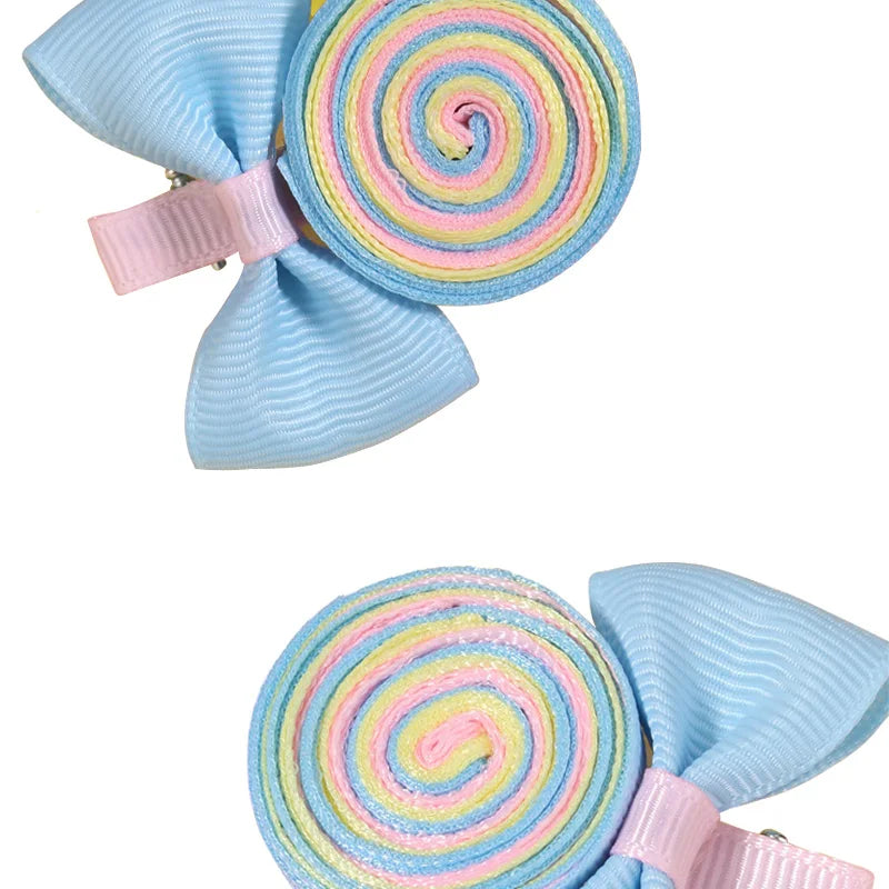 Nouvelles pinces à cheveux en forme de sucette, barrettes arc-en-ciel en forme de bonbon, épingles à cheveux pour bébés filles, couvre-chefs faits à la main, accessoires pour cheveux