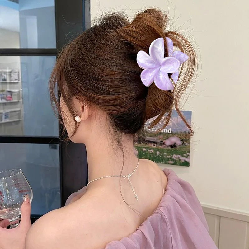 Sweet Flower Hair Claw Clips Hawaiian Flower Shark Hair Clamp Barrettes Headwear For Women Hair Accessories Beach Headwear Gifts