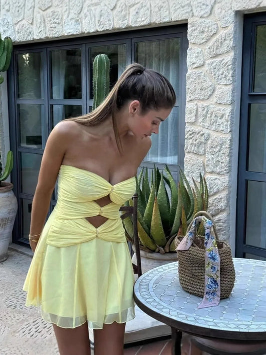 Romantic Knot Design Tube Top A Short Dress INS Online Celebrity Spring and Summer Short Dress