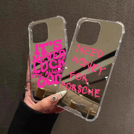 Graffiti Writing Characters Mirror Acrylic Phone Case For iPhone 16 11 12 13 14 15 Pro Max XS X XR 7 8 Plus SE2 Shockproof Cover
