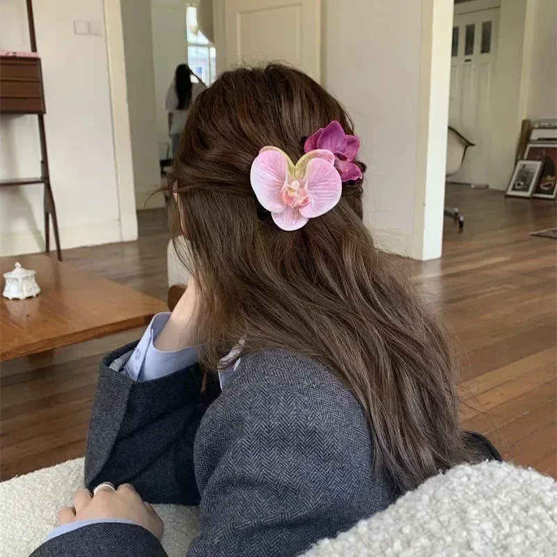 Bohemian, Atmospheric, Butterfly Orchid Edge Clip, Gripper Clip, Photography, Flower Shape, Headwear and Hair Accessories
