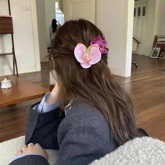 Bohemian, Atmospheric, Butterfly Orchid Edge Clip, Gripper Clip, Photography, Flower Shape, Headwear and Hair Accessories