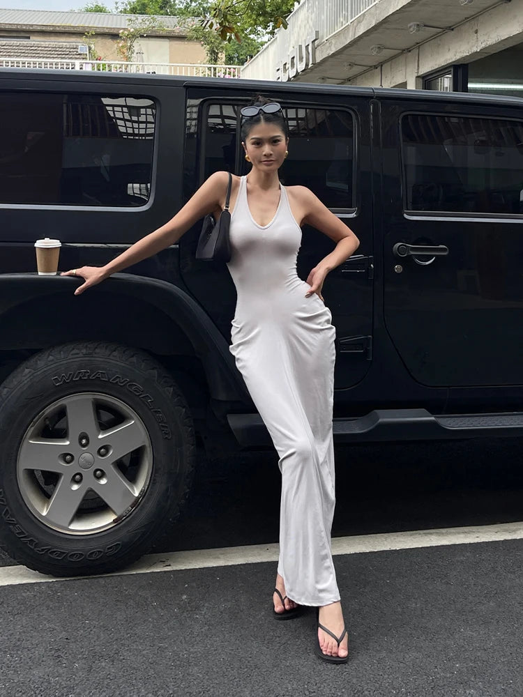 Robe élégante sans manches à col en V pour femme, tenue d'été élégante, taille haute, slim, plissée, portefeuille, ORPT