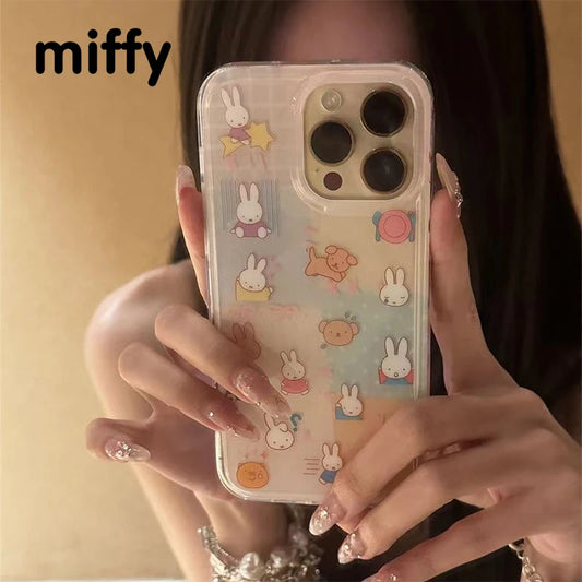 Kawaii Miffy 7/8/XS/XR/11/12/13/14/15/16 ProMax All Inclusive Silicone Transparent Soft Shell Anti-drop Phone Case Christmas Toy