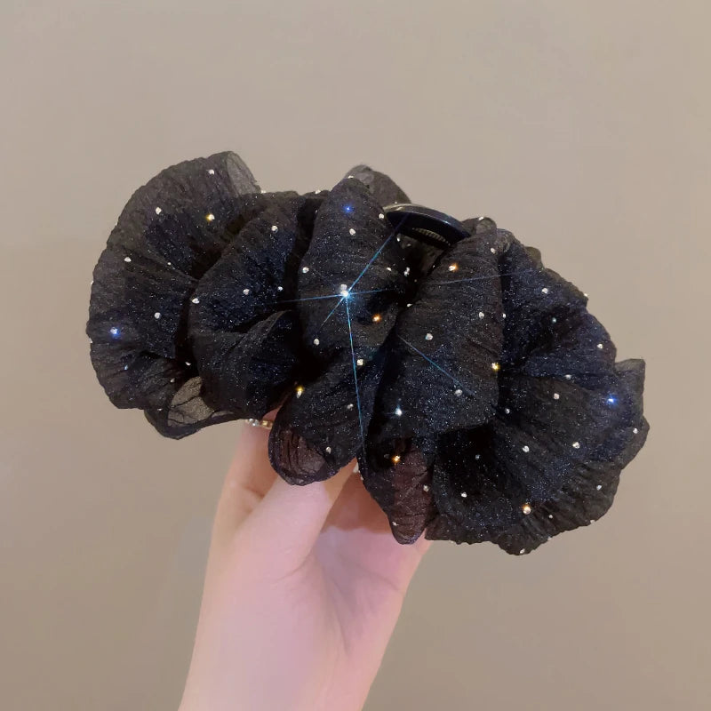 Pinces à cheveux en tulle doux pour l'été, gros nœud, couleurs unies, élégantes, pour queue de cheval, nouveaux accessoires de coiffure