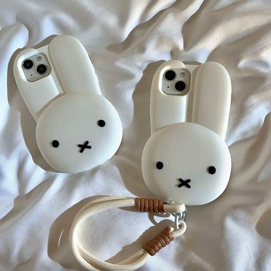 Kawaii Miffy Iphone 11/12/13/14/15/16ProMax Phone Case Silicone Anti-drop Simple All-wrap Soft Case Christmas Toy Gift