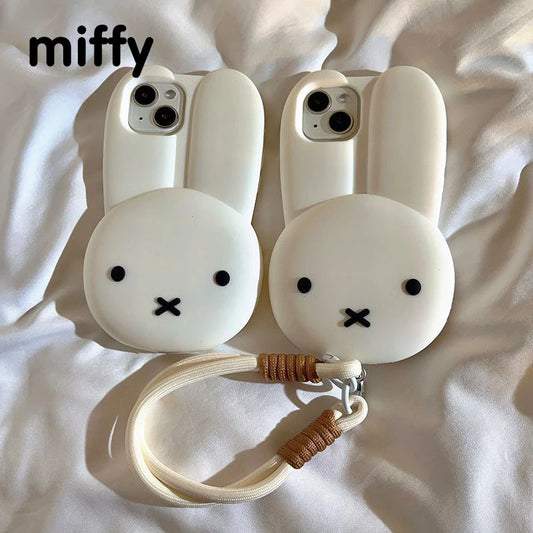 Kawaii Miffy Iphone 11/12/13/14/15/16ProMax Phone Case Silicone Anti-drop Simple All-wrap Soft Case Christmas Toy Gift