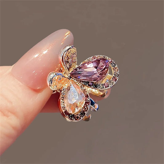New Alloy Rhinestone Butterfly Bangs Hairpin Ponytail Hair Clip Elegant Hair Crab Delicate Hair Accessories