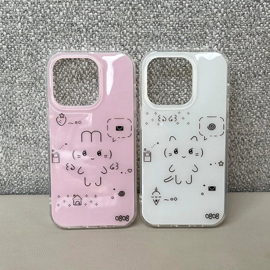 Korean Cute Line Rabbit Cat Cases suitable for iPhone 16 promax mobile phone case 15 Plus 14 iPhone xsmax mobile phone case