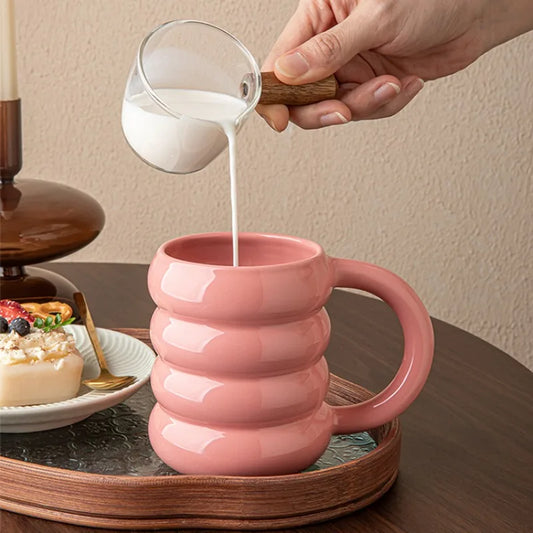 Pink Donuts High-value Ceramic Cups, Creative Coffee Milk Cups, Household Large-capacity Water Cups, Couple Mugs