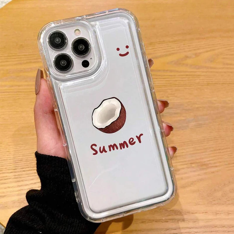 Multicolor Casual Coffee TPU Anti-Fall Clear Phone Case For iPhone 16 15 14 11 12 13 Pro Max Mini 7 8 Plus X XR XS SE 2020 Cover