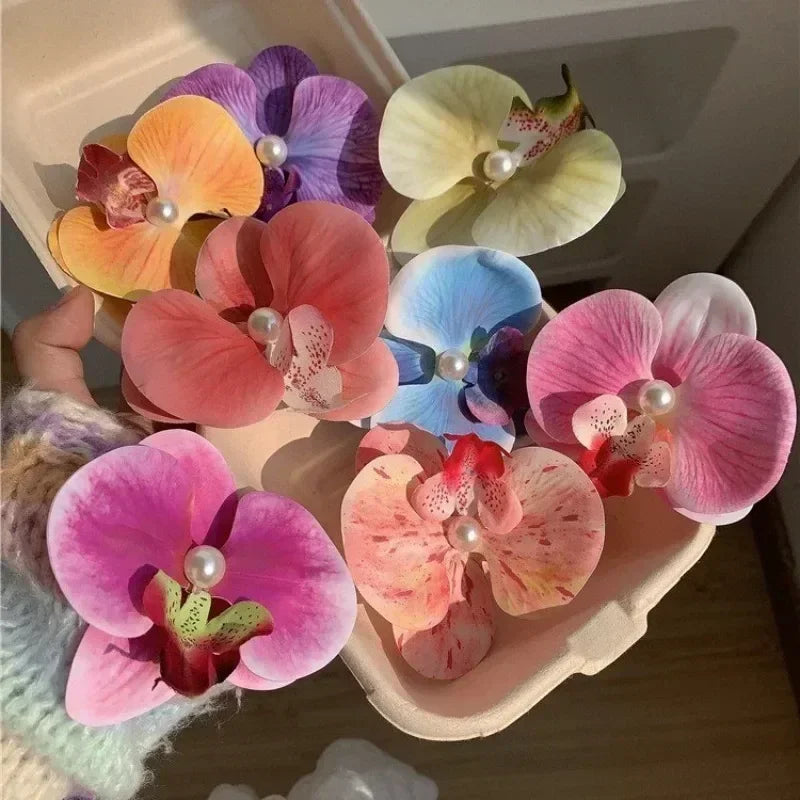 Bohemian, Atmospheric, Butterfly Orchid Edge Clip, Gripper Clip, Photography, Flower Shape, Headwear and Hair Accessories