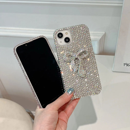 Luxury Full Diamond Bow Case Sparkling Cute Phone Case Protective Cover for iPhone 16 Pro Max Case