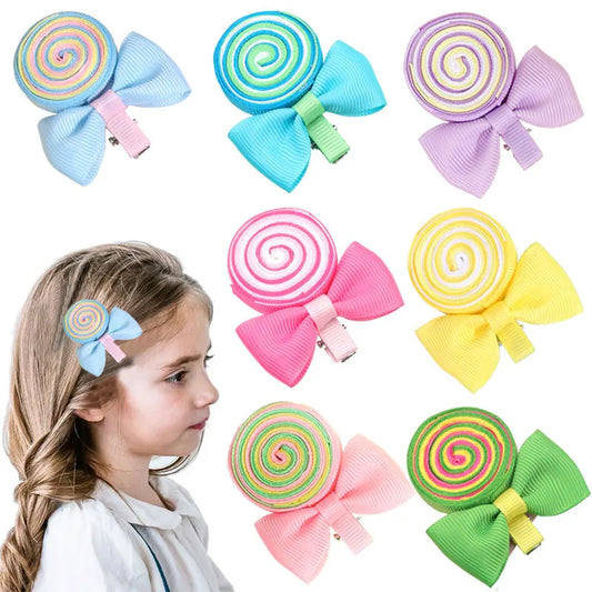 Nouvelles pinces à cheveux en forme de sucette, barrettes arc-en-ciel en forme de bonbon, épingles à cheveux pour bébés filles, couvre-chefs faits à la main, accessoires pour cheveux