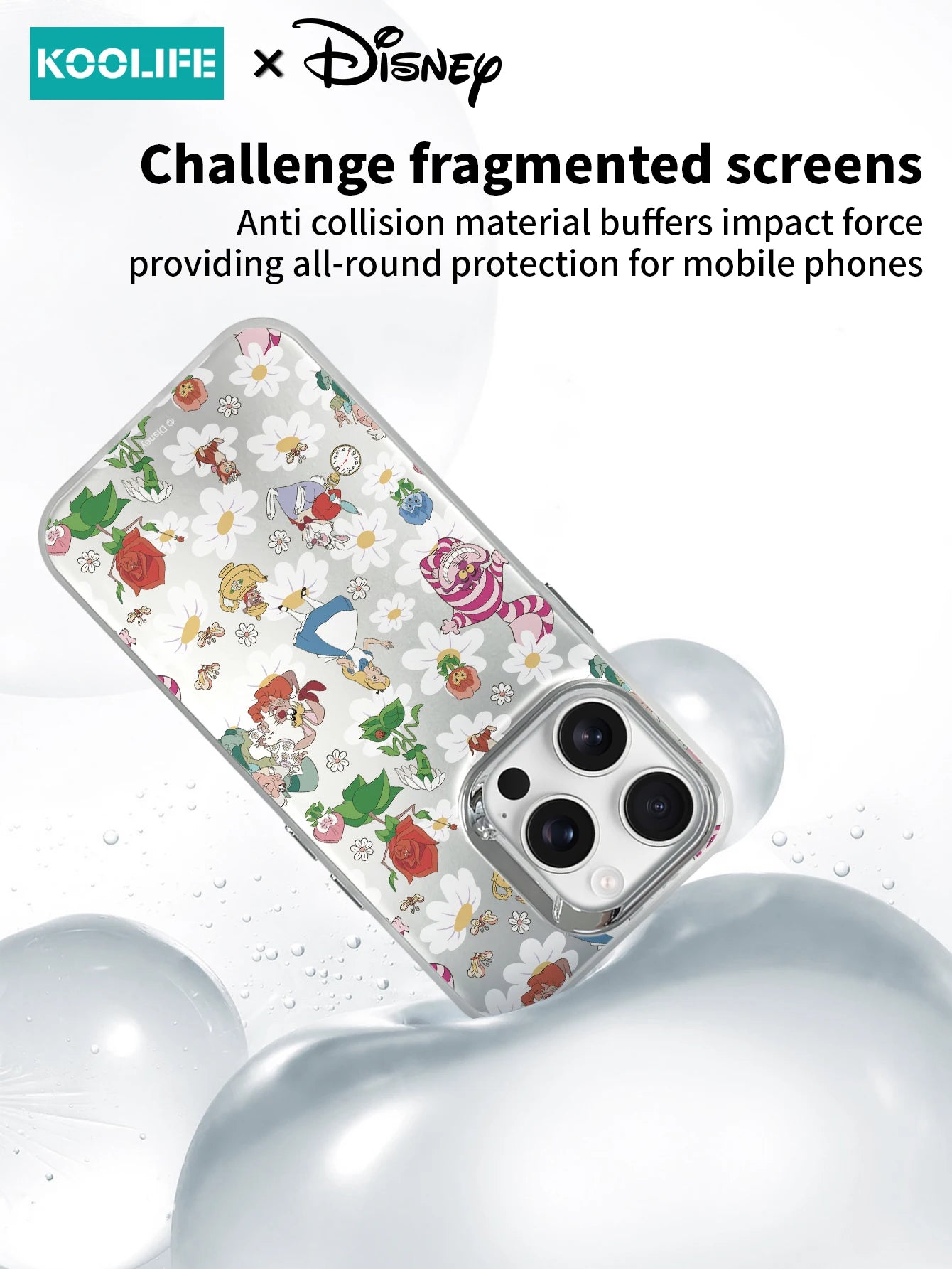 Koolife Alice in Wonderland - Daisy Disney Genuine Authorized Mobile Phone Protective Case for iPhone 11 12 13 14 15 16 Pro Max