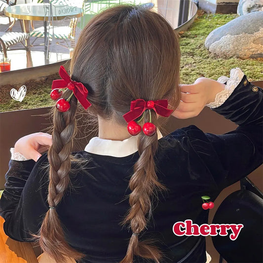 Pinces à cheveux en forme de nœud de cerise pour femme, élégantes, pour queue de cheval, douces et charmantes, accessoires pour cheveux