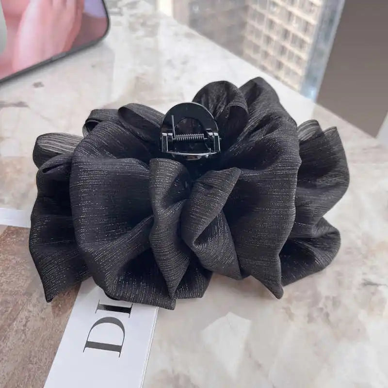 Pinces à cheveux en tulle doux pour l'été, gros nœud, couleurs unies, élégantes, pour queue de cheval, nouveaux accessoires de coiffure