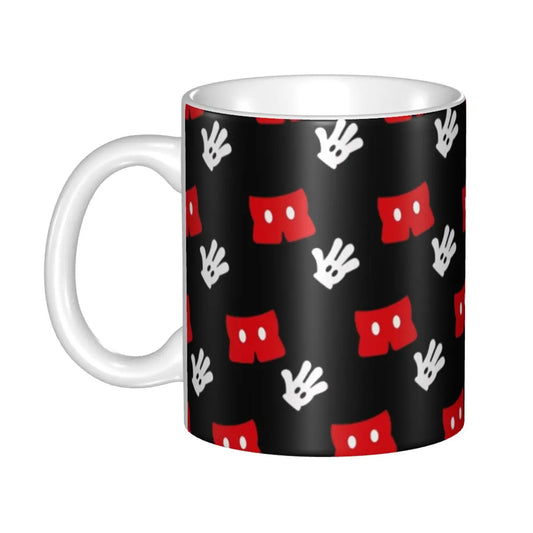 Cartoon Minnie Red Pink Coffee Mugs DIY Custom Polka Dot Bow Mouse Ceramic Mug Cup Creative Present