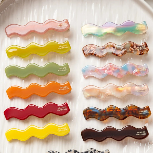 Prettyou Épingles à cheveux 6,5 cm, pinces à cheveux ondulées, pinces latérales d'été en acétate, crocodiles pour filles, accessoires pour cheveux