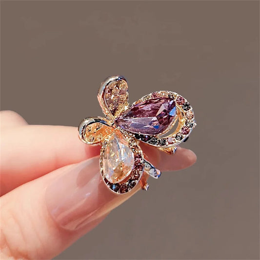 New Alloy Rhinestone Butterfly Bangs Hairpin Ponytail Hair Clip Elegant Hair Crab Delicate Hair Accessories