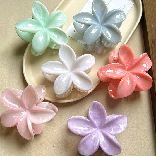 Sweet Flower Hair Claw Clips Hawaiian Flower Shark Hair Clamp Barrettes Headwear For Women Hair Accessories Beach Headwear Gifts