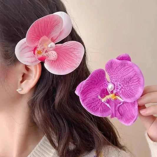 Bohemian, Atmospheric, Butterfly Orchid Edge Clip, Gripper Clip, Photography, Flower Shape, Headwear and Hair Accessories