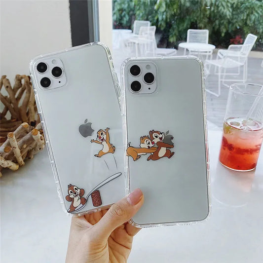 Lovely Chip 'n' Dale Grab an apple Phone Case For iPhone 16 15 14 13 12 11 Pro Max XR XS Max 78 Plus MiNi Y2K Cute Kawaii Cover
