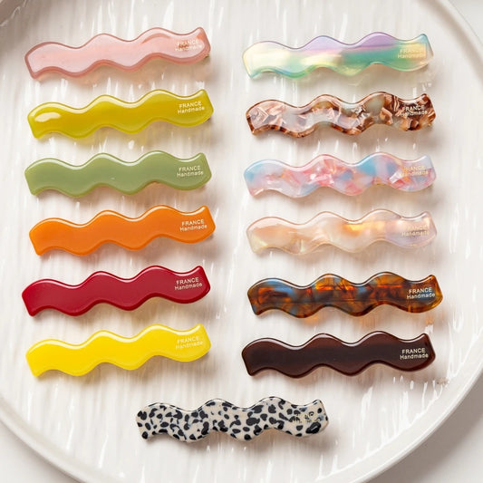 Prettyou Épingles à cheveux 6,5 cm, pinces à cheveux ondulées, pinces latérales d'été en acétate, crocodiles pour filles, accessoires pour cheveux