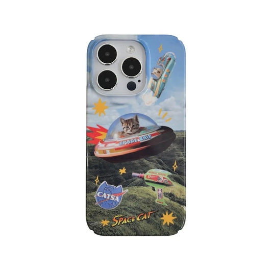 Ins Space Cat Blue Sky Magnetic Case for IPHONE 16 15PRO MAX 14 13 PRO 13 PRO MAX 15 15PLUS 12 Acrylic Hard Mobile Phone Cases